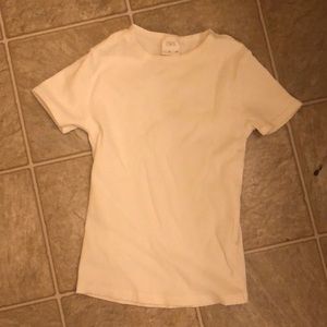 ZARA white ribbed girls tee